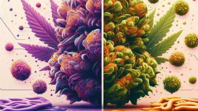 A picture of natural vs synthetic weed